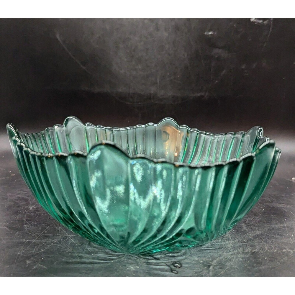 Vintage FENTON Art Glass‎ Beauty Sea Mist Green Fruit Console Bowl #9627 9"